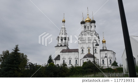 Bagrationovsk - August 23, 2024. The Temple of Faith, Hope, Love and their mother Sophia in Bagrationovsk, Russia. View of the temple in summer. 117719931