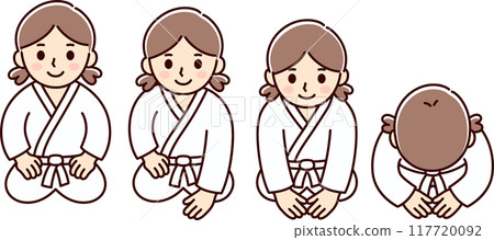 Martial arts kneeling bow cartoon drawing Martial arts kneeling bow cartoon drawing 117720092
