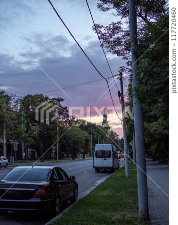 street in Kaliningrad city, Russia at summer dusk street in Kaliningrad city, Russia at summer dusk 117720460