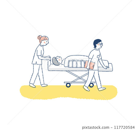 病人被擔架抬著 117720584