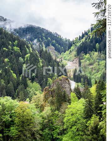 above view of road to Sumela monastery in Turkey 117720720