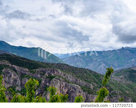 gray clouds over mountains near Karaca Cave Turkey 117720723