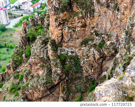 above view of cliff over Torul town, Turkey 117720725