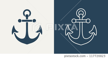 Vector Anchors. Anchor Silhouette Icon Set. Anchor with Outline. Anchor Design Template. Vector Illustration 117720823