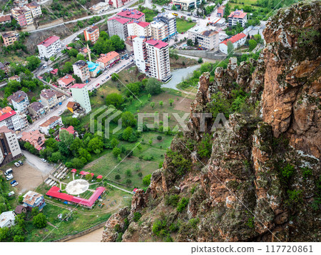 top view of cliff and Torul town, Turkey top view of cliff and Torul town, Turkey 117720861