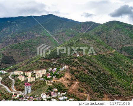 view of Torul town in mountains near Karaca Cave 117721056