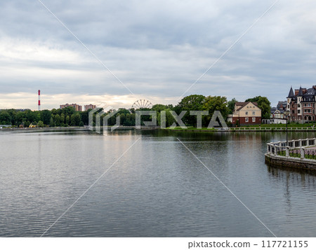 pond in Kaliningrad city, Russia on summer evening pond in Kaliningrad city, Russia on summer evening 117721155