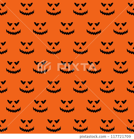 Creepy Pumpkin Faces for October 31st Celebration. Crazy Wallpaper Horror Faces for a Creepy Halloween Party. Ghost Decoration. Vector illustration Creepy Pumpkin Faces for October 31st Celebration. Crazy Wallpaper Horror Faces for a Creepy Halloween Party. Ghost Decoration. Vector illustration 117721709