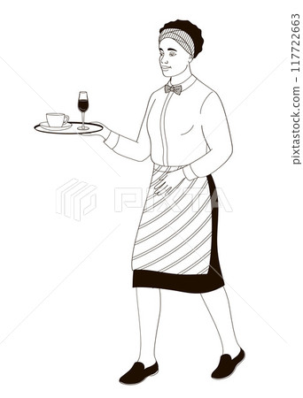 waiter african American women with tray waiter african American women with tray 117722663