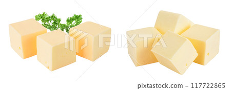 butter cube isolated on white background with full depth of field butter cube isolated on white background with full depth of field 117722865