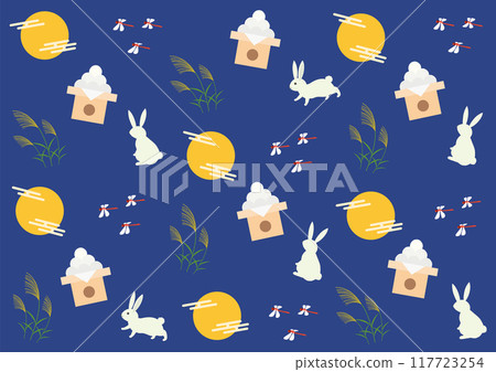 Moon viewing pattern illustration_blue Moon viewing pattern illustration_blue 117723254