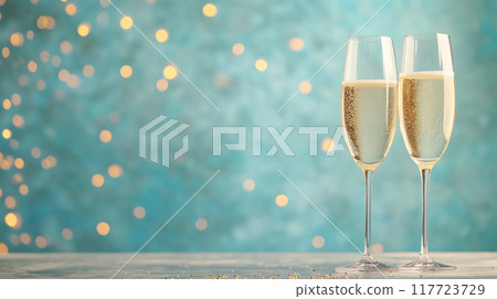 Toasting with champagne flutes during a celebration 117723729