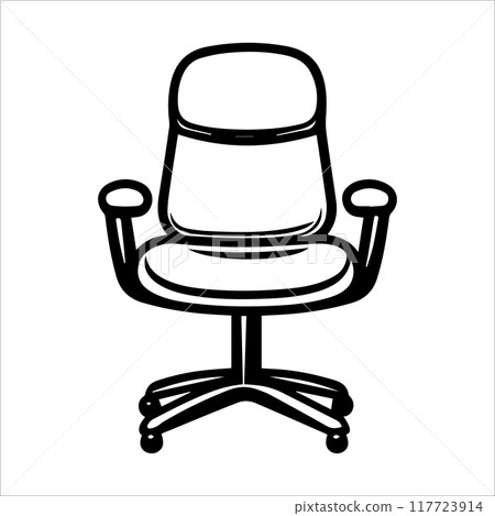 Swivel Chair icon or modern line symbol. Vector line art and icon design with bold outline. Black and white Pixel Perfect minimalistic symbol isolated white background. Silhouette simple thin sign 117723914