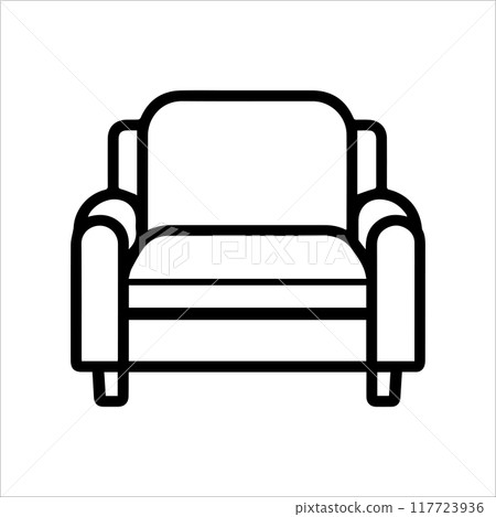 Armchair icon or modern line symbol. Vector line art and icon design with bold outline. Black and white Pixel Perfect minimalistic symbol isolated white background. Silhouette simple thin sign Armchair icon or modern line symbol. Vector line art and icon design with bold outline. Black and white Pixel Perfect minimalistic symbol isolated white background. Silhouette simple thin sign 117723936