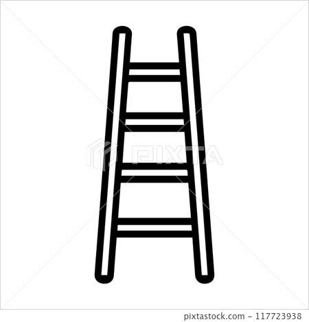 Ladder icon or modern line symbol. Vector line art and icon design with bold outline. Black and white Pixel Perfect minimalistic symbol isolated white background. Silhouette simple thin sign 117723938