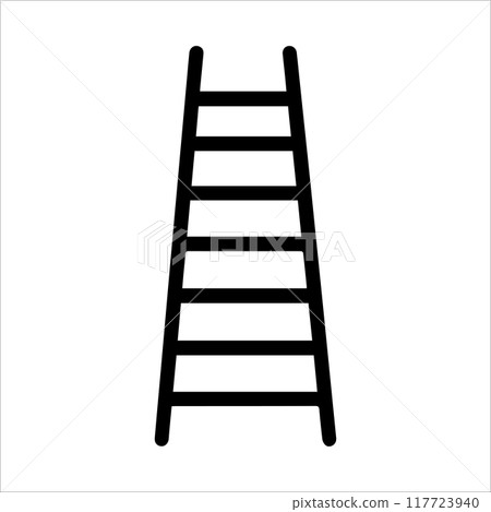 Ladder icon or modern line symbol. Vector line art and icon design with bold outline. Black and white Pixel Perfect minimalistic symbol isolated white background. Silhouette simple thin sign 117723940