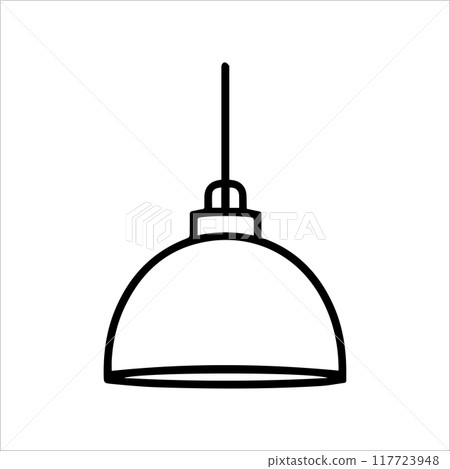 Ceiling Lamp icon or modern line symbol. Vector line art and icon design with bold outline. Black and white Pixel Perfect minimalistic symbol isolated white background. Silhouette simple thin sign 117723948