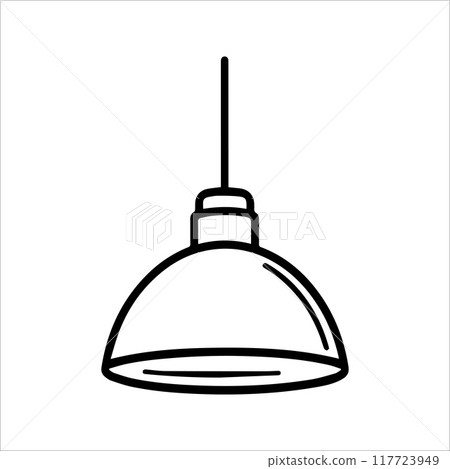 Ceiling Lamp icon or modern line symbol. Vector line art and icon design with bold outline. Black and white Pixel Perfect minimalistic symbol isolated white background. Silhouette simple thin sign 117723949