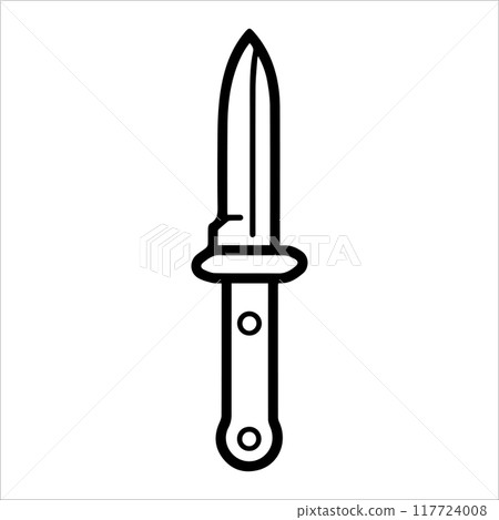 Knife icon or modern line symbol. Vector line art and icon design with bold outline. Black and white Pixel Perfect minimalistic symbol isolated white background. Silhouette simple thin sign Knife icon or modern line symbol. Vector line art and icon design with bold outline. Black and white Pixel Perfect minimalistic symbol isolated white background. Silhouette simple thin sign 117724008
