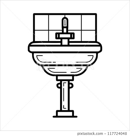 Washstand icon or modern line symbol. Vector line art and icon design with bold outline. Black and white Pixel Perfect minimalistic symbol isolated white background. Silhouette simple thin sign 117724048