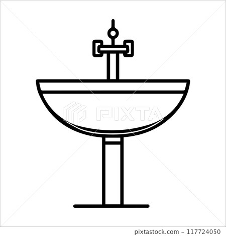 Washstand icon or modern line symbol. Vector line art and icon design with bold outline. Black and white Pixel Perfect minimalistic symbol isolated white background. Silhouette simple thin sign 117724050