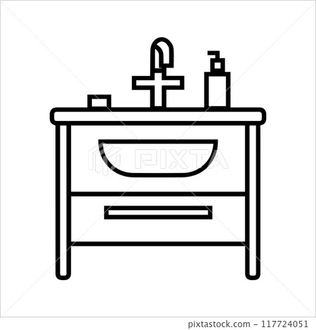 Washstand icon or modern line symbol. Vector line art and icon design with bold outline. Black and white Pixel Perfect minimalistic symbol isolated white background. Silhouette simple thin sign 117724051