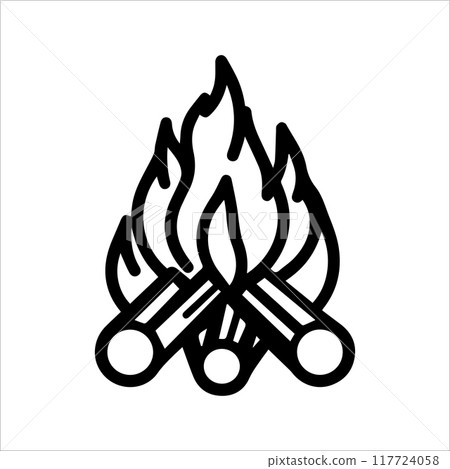 Fireplace icon or modern line symbol. Vector line art and icon design with bold outline. Black and white Pixel Perfect minimalistic symbol isolated white background. Silhouette simple thin sign 117724058