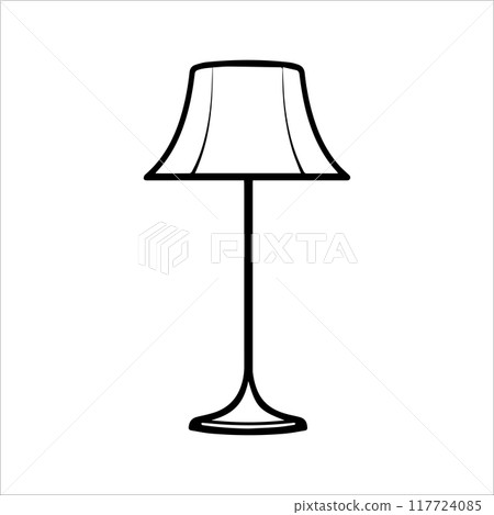 Floor Lamp icon or modern line symbol. Vector line art and icon design with bold outline. Black and white Pixel Perfect minimalistic symbol isolated white background. Silhouette simple thin sign 117724085