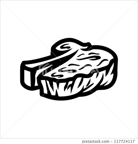 steak icon or modern line symbol. Vector line art and icon design with bold outline. Black and white Pixel Perfect minimalistic symbol isolated white background. Silhouette simple thin sign 117724117