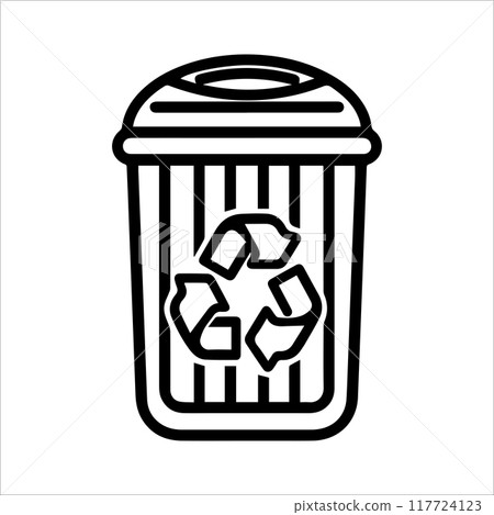 garbage icon or modern line symbol. Vector line art and icon design with bold outline. Black and white Pixel Perfect minimalistic symbol isolated white background. Silhouette simple thin sign 117724123
