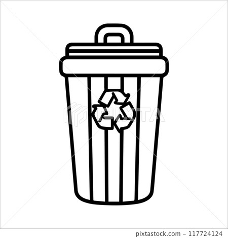 garbage icon or modern line symbol. Vector line art and icon design with bold outline. Black and white Pixel Perfect minimalistic symbol isolated white background. Silhouette simple thin sign 117724124