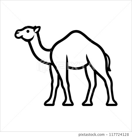 camel icon or modern line symbol. Vector line art and icon design with bold outline. Black and white Pixel Perfect minimalistic symbol isolated white background. Silhouette simple thin sign 117724128