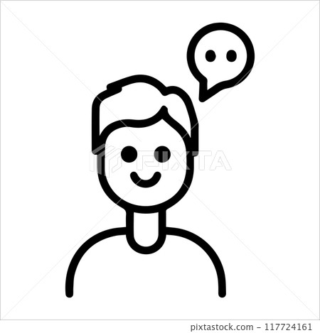 Chat icon or modern line symbol. Vector line art and icon design with bold outline. Black and white Pixel Perfect minimalistic symbol isolated white background. Silhouette simple thin sign 117724161