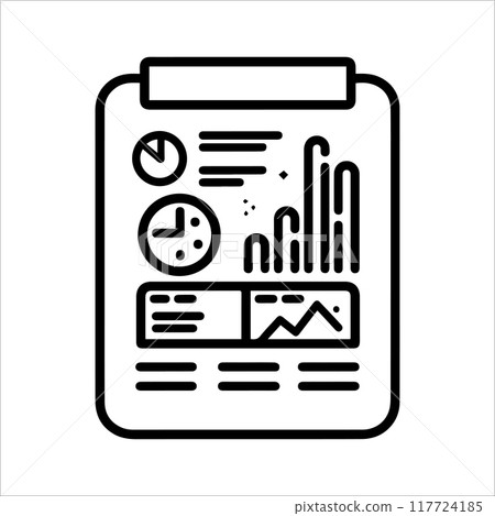 Report icon or modern line symbol. Vector line art and icon design with bold outline. Black and white Pixel Perfect minimalistic symbol isolated white background. Silhouette simple thin sign Report icon or modern line symbol. Vector line art and icon design with bold outline. Black and white Pixel Perfect minimalistic symbol isolated white background. Silhouette simple thin sign 117724185