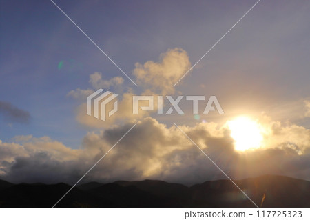 Evening sky, clouds, sunset, mountains Evening sky, clouds, sunset, mountains 117725323