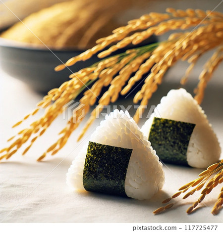 Rice ears and rice balls 117725477