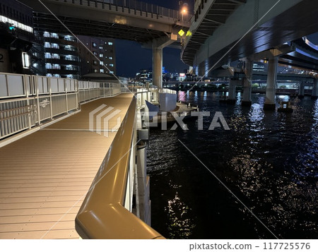 Tatekawa Water Gate Terrace Link Bridge Night View Tatekawa Water Gate Terrace Link Bridge Night View 117725576