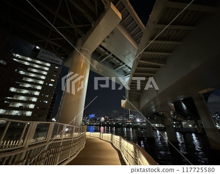 Tatekawa Water Gate Terrace Link Bridge Night View Tatekawa Water Gate Terrace Link Bridge Night View 117725580