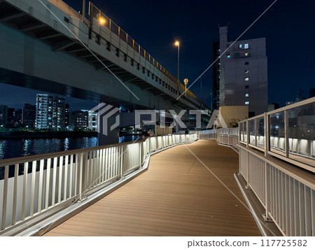 Tatekawa Water Gate Terrace Link Bridge Night View Tatekawa Water Gate Terrace Link Bridge Night View 117725582