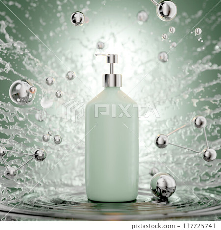3d render abstract background for cosmetics medicine product against the background of a scientific formula and splashes of cream and perfume liquid. 3d illustration 3d render abstract background for cosmetics medicine product against the background of a scientific formula and splashes of cream and perfume liquid. 3d illustration 117725741