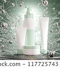3d rendering perfume on abstract background wiht cosmetic formula for facial rejuvenation promotion and advertising beauty of natural cosmetic products. 3d illustration 117725743