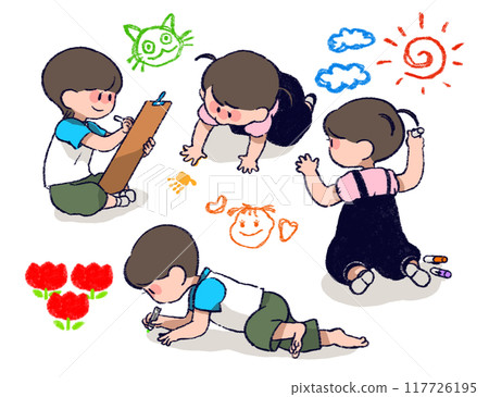 Children and drawing set 117726195