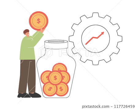 investment saving money future plan analytics dollar coin strategy gain profit gear chart up professional management 117726459