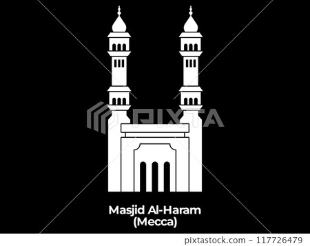 masjidil mosque masjid al-haram mecca arab holy sacred prayer place islam architecture ancient building design icon illustration 117726479