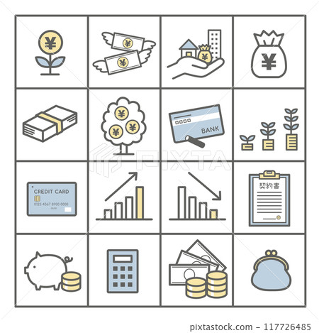 Money, asset management, asset formation related icons, illustration set, circle 117726485