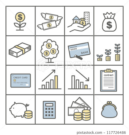 Money, asset management, asset formation related icons, illustration set of dollars 117726486