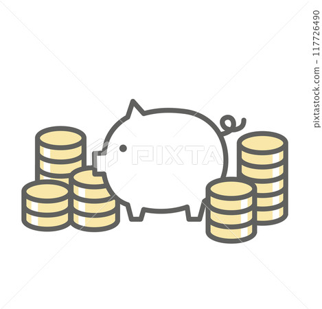 Piggy bank and coin illustration Piggy bank and coin illustration 117726490