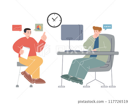 job interview hire hiring new worker interviewing resume company asking answering business work communication design icon illustration job interview hire hiring new worker interviewing resume company asking answering business work communication design icon illustration 117726519
