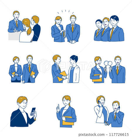 Simple upper body set of men and women in business suits Simple upper body set of men and women in business suits 117726615