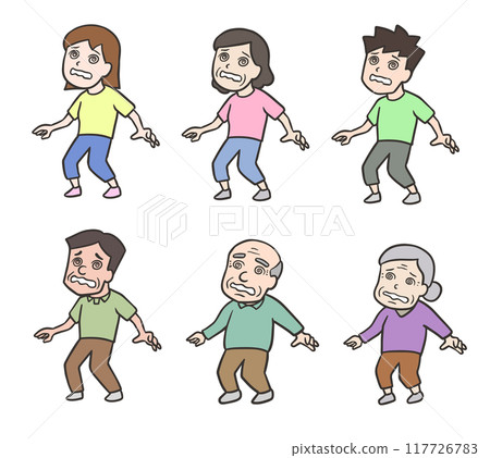 Illustration set of a person who is dizzy and about to fall Illustration set of a person who is dizzy and about to fall 117726783